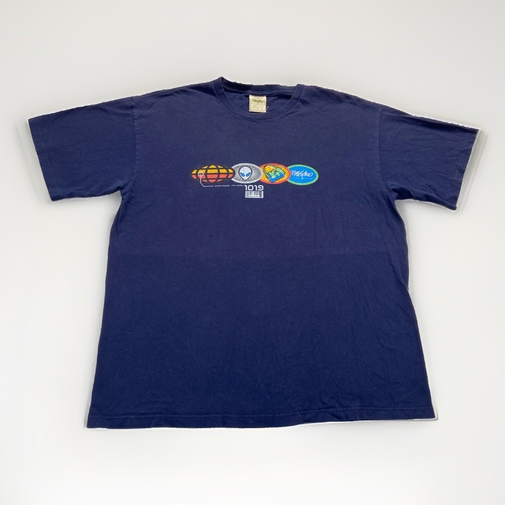 Vintage Mossimo Shirt Mens L Alien Blue 90s Y2K Skate UFO Logo